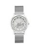 Silver Analog Quartz Bangle Watch with Rhinestone Detail One Size Women