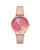 Rose Gold Metal Fashion Watch with Leatherette Wristband One Size Women