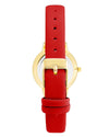 Gold Fashion Analog Quartz Womens Watch with Red Leatherette Strap One Size Women