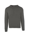 Luxury Anthracite Wool and Cashmere Round Neck Sweater 2XL Men