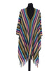 Fringed Poncho with Geometric Fantasy Design One Size Women