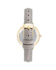 Gold Fashion Watch with Rhine Stone Facing and Leatherette Wristband One Size Women