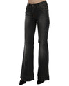 Mid Waist Flared Denim Casual Pants with Logo Details W25 US Women