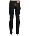 Mid Waist Slim Fit Corduroy Jeans with Logo Details W25 US Women