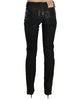 Mid Waist Slim Fit Corduroy Jeans with Logo Details W26 US Women