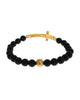 Authentic NIALAYA Bracelet with Matte Onyx Beads and CZ Diamond Cross XS Women