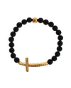 Authentic NIALAYA Bracelet with Matte Onyx Beads and CZ Diamond Cross M Women