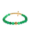 NIALAYA Green Jade Bead Bracelet with CZ Diamond Cross XS Women