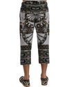 Dragon Print Capri 3/4 Pants Trousers with Logo Details 48 IT Men