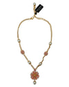 Dolce &amp; Gabbana Gold Crystal Statement Charm Necklace One Size Women