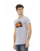 Short Sleeve T-shirt with Round Neck and Front Print XL Men