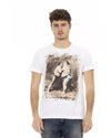 Short Sleeve T-shirt with Round Neck and Front Print L Men