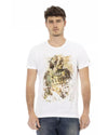 Short Sleeve T-shirt with Round Neck and Front Print 3XL Men