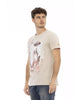 Front Print Short Sleeve T-shirt with Round Neck M Men