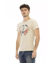 Short Sleeve T-shirt with Round Neck and Front Print - M