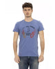 Short Sleeve T-shirt with Round Neck and Front Print XL Men