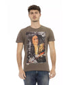 Printed Short Sleeve T-shirt with Round Neck L Men