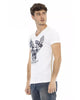 Short Sleeve T-shirt with V-neck and Front Print M Men