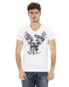 Short Sleeve T-shirt with V-neck and Front Print 2XL Men