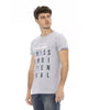 Short Sleeve Round Neck T-shirt with Front Print XL Men