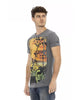 Short Sleeve T-Shirt with Round Neck and Front Print S Men