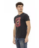 Short Sleeve T-shirt with Round Neck and Front Print L Men