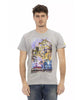 Short Sleeve T-shirt with Round Neck and Front Print L Men