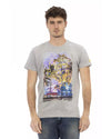 Short Sleeve T-shirt with Round Neck and Front Print XL Men