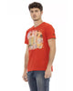 Front Print Short Sleeve T-shirt with Round Neck XL Men