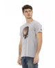 Round Neck Short Sleeve T-shirt with Front Print M Men