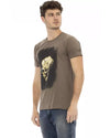 Short Sleeve Round Neck T-shirt with Front Print L Men