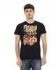 Front Print Short Sleeve T-shirt with Round Neck M Men