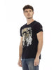 Short Sleeve T-shirt with Round Neck and Front Print XL Men