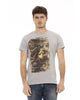 Short Sleeve T-shirt with Round Neck and Front Print L Men