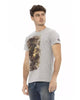 Short Sleeve T-shirt with Round Neck and Front Print M Men