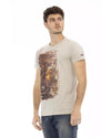 Round Neck Short Sleeve T-shirt with Front Print M Men