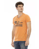 V-Neck Short Sleeve T-shirt with Front Print M Men