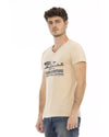 Short Sleeve T-shirt with V-neck and Front Print M Men