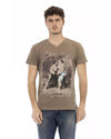 Short Sleeve V-Neck T-Shirt with Front Print L Men