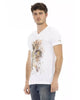 Short Sleeve V-Neck T-shirt with Front Print S Men