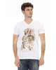 Short Sleeve V-Neck T-shirt with Front Print 2XL Men