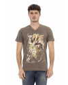 Short Sleeve V-Neck T-shirt with Front Print S Men