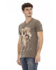 Short Sleeve V-Neck T-shirt with Front Print 2XL Men