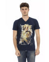 Short Sleeve T-shirt with V-neck and Front Print 2XL Men