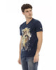 Short Sleeve T-shirt with V-neck and Front Print 2XL Men