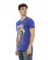 Short Sleeve V-Neck T-shirt with Front Print L Men