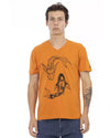 Short Sleeve V-Neck T-Shirt with Front Print M Men