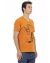 Short Sleeve V-Neck T-Shirt with Front Print M Men