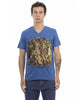 Short Sleeve T-shirt with V-neck and Front Print M Men