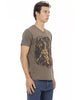 Short Sleeve V-Neck T-Shirt with Front Print L Men